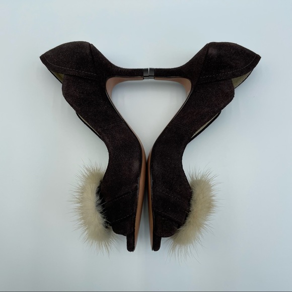 Kristen Randolph Chocolate Suede Leather Heels Size 7 - Picture 6 of 15